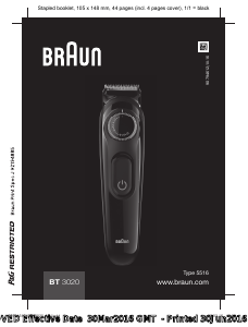 Mode d’emploi Braun BT 3020 Tondeuse à barbe