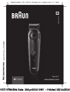 Εγχειρίδιο Braun BT 3040 Μηχανή περιποίησης γενειάδας