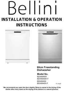 Manual Bellini BDWM46W Dishwasher