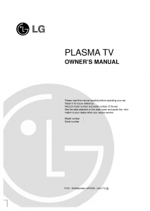 Manual LG 60PY2R-ZB Plasma Television