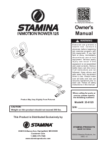 Manual Stamina Inmotion Rower 125 Rowing Machine