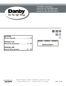 Manual de uso Danby DBAF03224BD11 Freidora