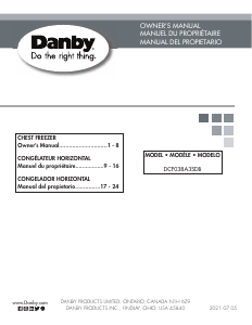 Handleiding Danby DCF038A3SDB Vriezer