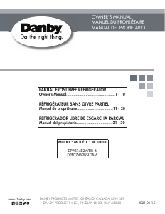 Mode d’emploi Danby DPF074B2WDB-6 Réfrigérateur combiné