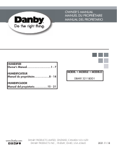 Handleiding Danby DBHR13211BDD1 Luchtbevochtiger