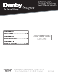 Manual Danby DAR110A1TDD Refrigerator