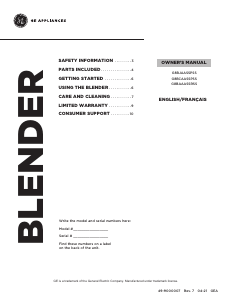 Mode d’emploi GE G8BAAASSRSS Blender