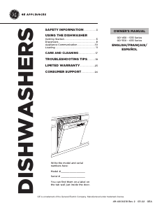 Manual GE GDF535PGRBB Dishwasher