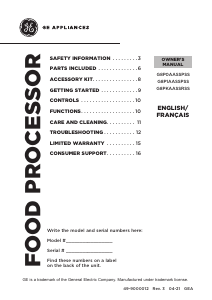 Manual de uso GE G8P0AASSPSS Robot de cocina