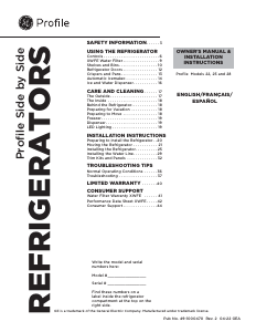 Manual GE PSE25KYHFS Fridge-Freezer