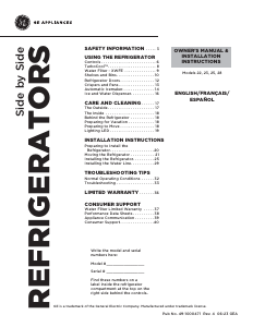 Manual GE GSE23GGPWW Fridge-Freezer