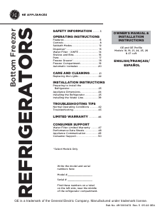 Manual GE GNE21FYKFS Fridge-Freezer