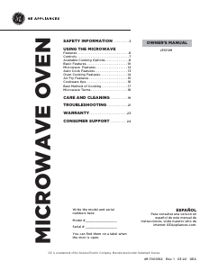 Manual GE JES1109RRSS Microwave