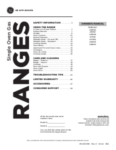 Manual GE JGBS60DEKWW Range