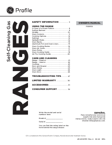 Manual GE PGS930BPTS Range