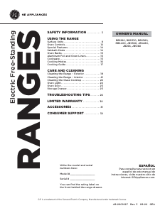 Manual GE JB256RTSS Range