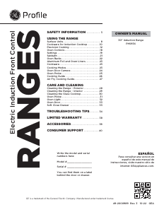 Manual GE PHS93XYPFS Range