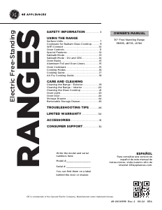 Manual GE JS760SPSS Range