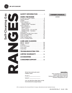 Manual GE JGS760SPSS Range