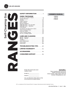 Manual GE PGB935BPTS Range