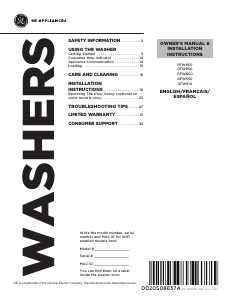 Manual de uso GE GFW550SPRRS Lavadora