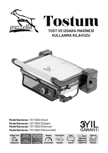 Kullanım kılavuzu Gazella TST 1000 K Izgara tost makinesi