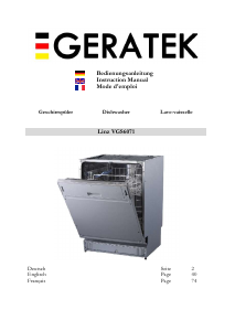 Manual Geratek Linz VGS6071 Dishwasher