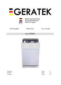 Manual Geratek Linz VGS4071 Dishwasher