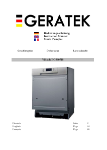 Manual Geratek Villach EGS4071S Dishwasher