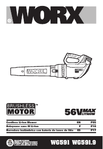 Manual de uso Worx WG591 Soplador de hojas