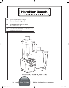 Manual de uso Hamilton Beach HBF510 Batidora