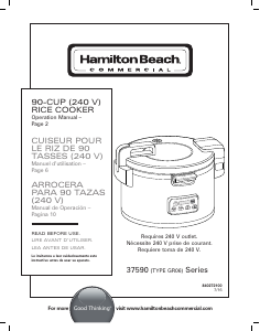 Manual de uso Hamilton Beach 37590 Arrocera