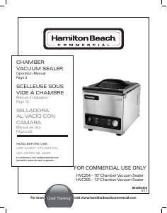 Manual de uso Hamilton Beach HVC305 Sellador de vacío