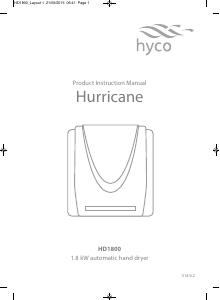 Manual Hyco Hurricane HD1800 Hand Dryer