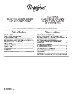 Mode d’emploi Whirlpool WED4616FW Sèche-linge