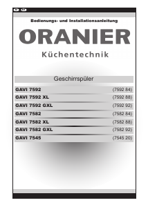 Bedienungsanleitung Oranier GAVI 7582 XL Geschirrspüler