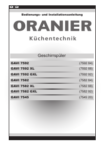 Bedienungsanleitung Oranier GAVI 7592 XL Geschirrspüler