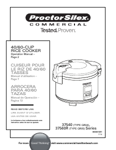 Manual de uso Proctor Silex 37540 Arrocera