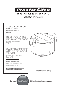 Manual Proctor Silex 37580 Rice Cooker