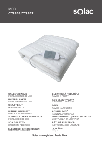 Manual Solac CT8627 Cobertor eléctrico