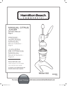 Manual Hamilton Beach 932 Citrus Juicer