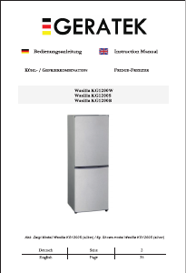 Manual Geratek Wasilla KG1200 Fridge-Freezer