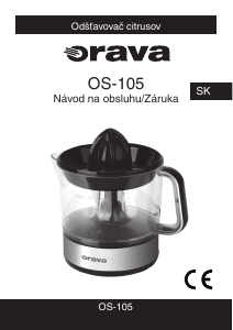 Návod Orava OS-105 Odšťavovač citrusov