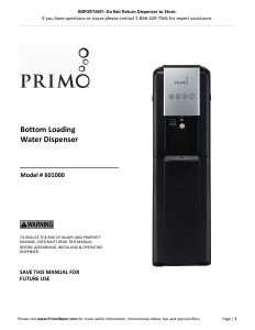 Manual Primo 601000 Water Dispenser