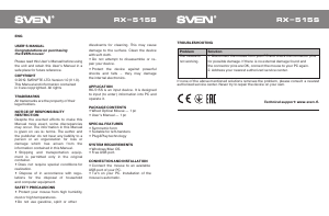 Handleiding Sven RX-515S Muis