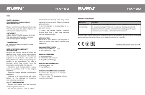 Manual Sven RX-60 Mouse