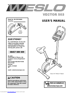 Manual Weslo Vector 503 Exercise Bike