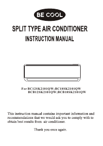 Manual Be Cool BC18SK2101QW Air Conditioner