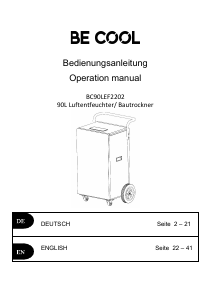 Handleiding Be Cool BC90LEF2202 Luchtontvochtiger