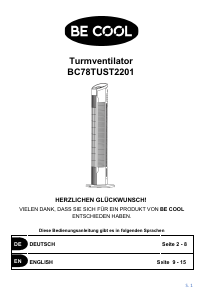Handleiding Be Cool BC78TUST2201 Ventilator